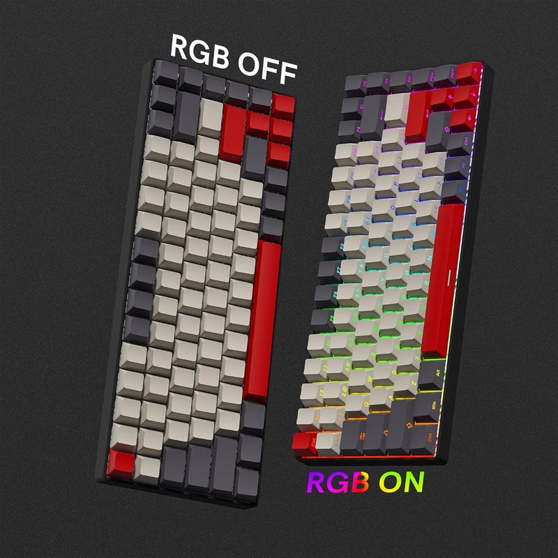 Rainy75 Shine Through Double Shot PBT Keycaps Set, Cherry Profile Custom Keycaps 60 65 75 100 Percent for 61/64/68/84/87/100/104/108 Retro Gaming Mechanical Keyboard, Purple Gray Red - Image 5